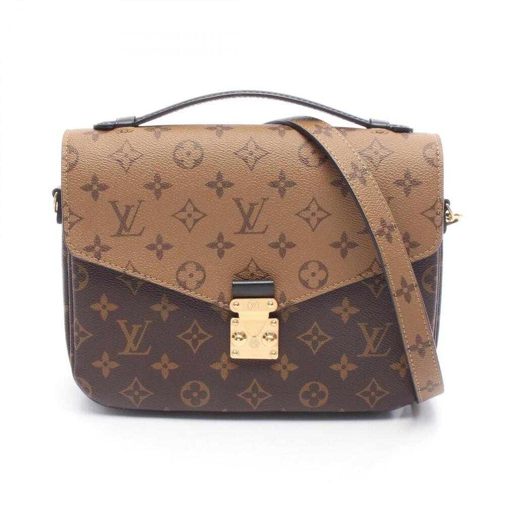 Louis Vuitton Pochette Metis Monogram Reverse Handbag Canvas Leather Brown